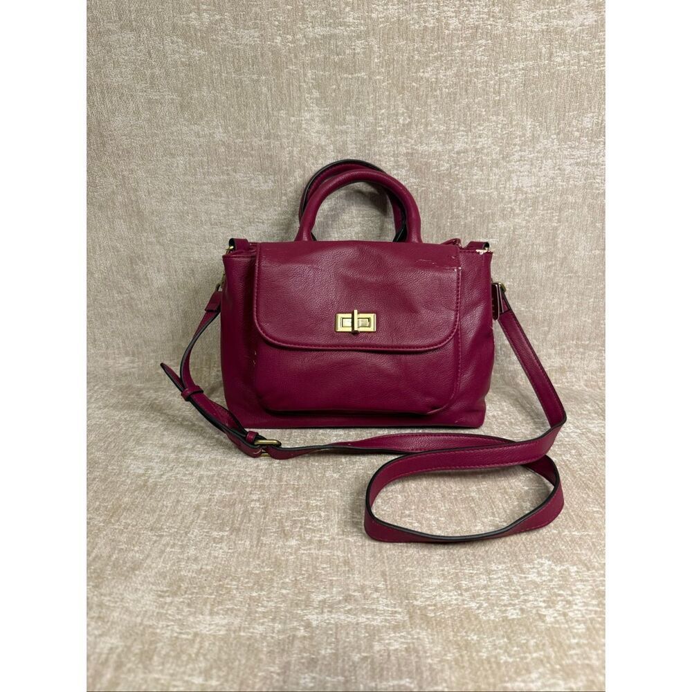 NWT Merona Women's Deep Magenta Faux-Leather Multiway Purse Crossbody Handbag